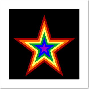 Rainbow Gay Pride Star Pentagram Posters and Art